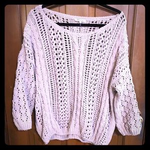 Oatmeal open knit chenille sweater